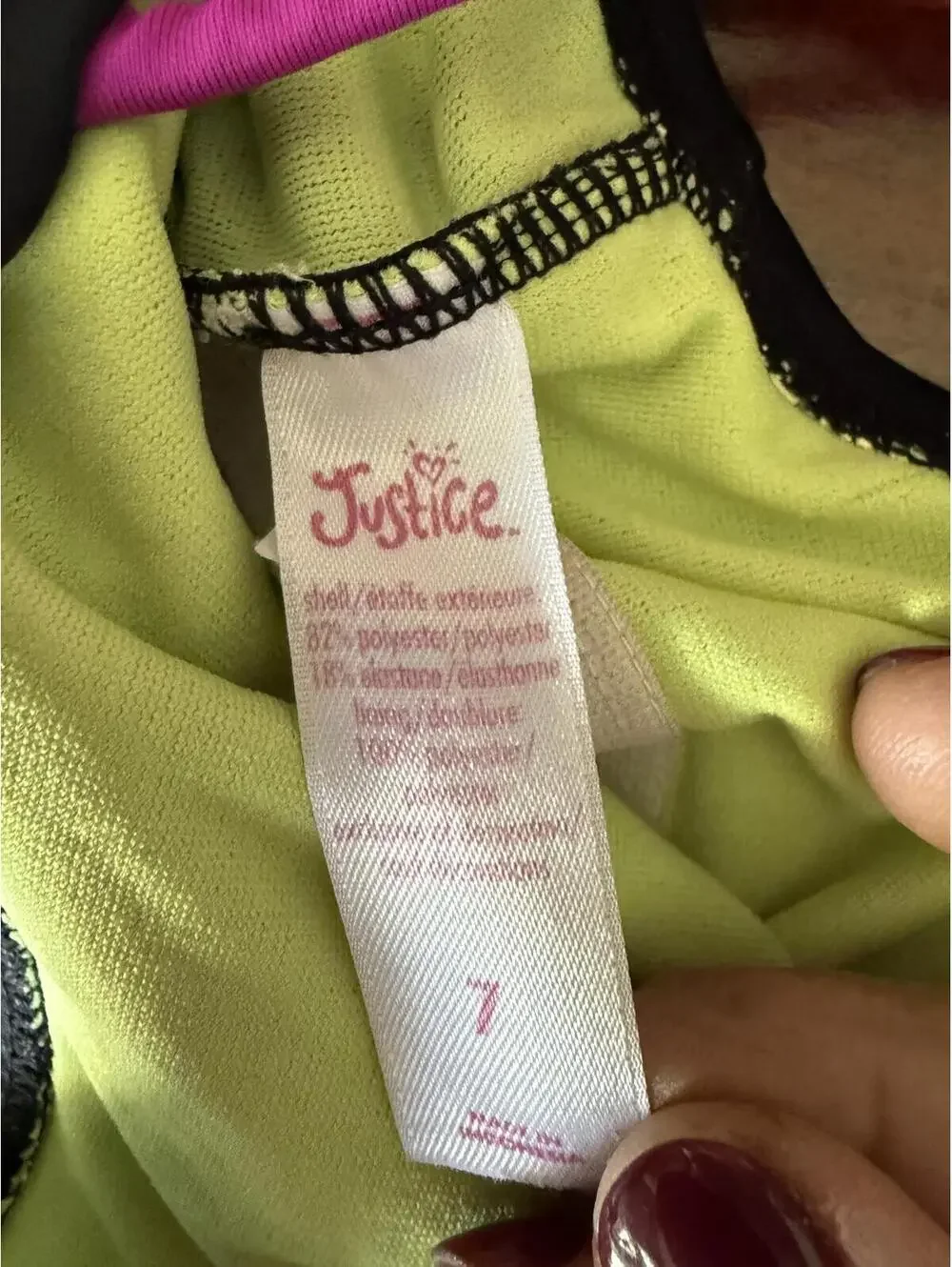 Justice Girls Black Pineapple One-Piece Swimsuit Size 7